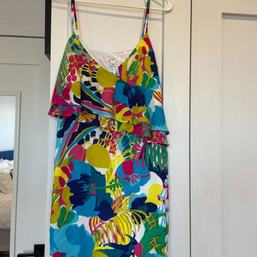 J. Crew Ruffle Front Floral Print Cami Dress